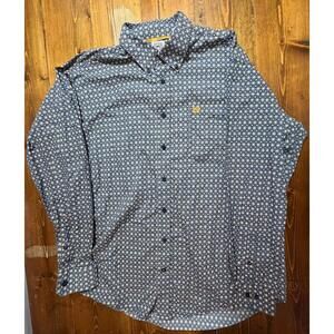 Cinch Western Shirt Mens Large Blue Geometric Button Down
